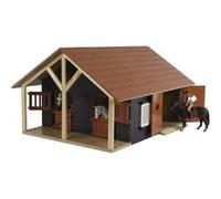 Van Manen - Kids Globe Farming 610167 - Clapier en Bois pour Chevaux - Échelle 1/24 avec 2 Boxes, Atelier, Toit et Portes Mobiles