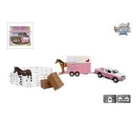 Kids Globe Mitsubishi avec remorque à chevaux et accessoires Rose 27cm Rose G