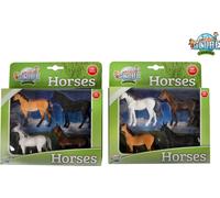 Kids Globe Set de chevaux 4 fois assortis, 1:32, pour la ferme, jouets poneys