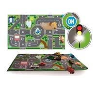 Kids Globe – Tapis de jeu avec routes – Feux LED illuminés, antidérapant 120×72 cm