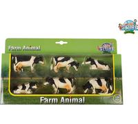 Kids Globe Vaches pour la ferme, 6 pièces, noir et blanc, couchées, debout, mangeant