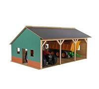 Kids Globe Wooden Farm Shed for 3 Tractors (Scale 1:16), Les Couleurs Peuvent Légèrement Variées