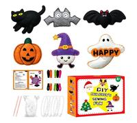 Kids Halloween Sewing Craft Kit - 6pc Felt Pumpkin Ghost Cat DIY Set