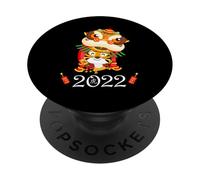 Kids Happy Chinese New Year Cartoon Year of The Tiger 2022 PopSockets PopGrip Adhésif