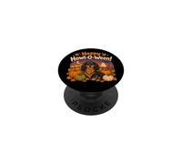 Kids Happy Howl-O-Ween Halloween Black Long Haired Dachshund PopSockets PopGrip Adhésif