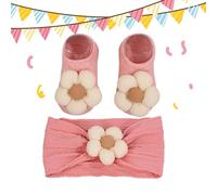 Kids Headbands,Bandeaux Fleuris Mignons - Accessoires Cheveux avec Chaussettes - Pour Garçons et Filles, Idéal pour Marche, Photo, Maison, Extérieur, Anniversaire, Baptême, Quotidien,