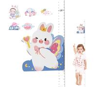 Kids Height Measurement, Ruler Growth Chart, 65 to 183cm Wall Mounted Gauge with Magnetic Bunny Decoration, Removable Height Tracker, Nursery Bedroom Wall Decor for Growth Recording