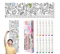 Kids Height Wall Chart, Roll-Up Baby Growth Ruler, Height Measurement Chart with 12 Color Pens, Fun Tracking 66.93x10.63 inches for Kindergarten and Early Education Centers