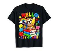 Kids Hello 1st Grade Sloth Pencil Back to School Student T-Shirt