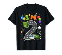 Kids I'm 2 Garbage Vehicle Recycling 2nd Birthday Boy Party T-Shirt