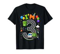 Kids I'm 3 Garbage Vehicle Recycling 3rd Birthday Boy Party T-Shirt