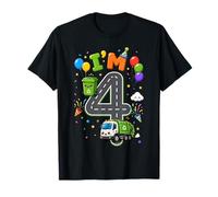 Kids I'm 4 Garbage Vehicle Recycling 4th Birthday Boy Party T-Shirt