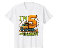 Kids I'm 5 and Digging It Construction Truck Birthday T-Shirt