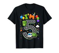 Kids I'm 5 Garbage Vehicle Recycling 5th Birthday Boy Party T-Shirt