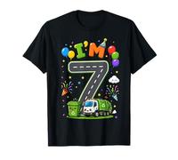 Kids I'm 7 Garbage Vehicle Recycling 7th Birthday Boy Party T-Shirt