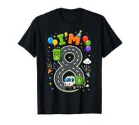 Kids I'm 8 Garbage Vehicle Recycling 8th Birthday Boy Party T-Shirt