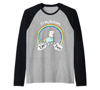 Kids It's My 2nd Birthday Cute Unicorn 2 Year Old Girls Manche Raglan