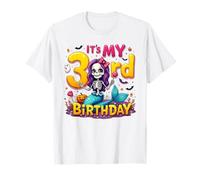 Kids It's My 3rd Birthday Girl Halloween Mermaid Skeleton T-Shirt