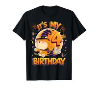 Kids It's My 4th Birthday Cat Witch Halloween 4 Years Old T-Shirt