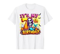 Kids It's My 7th Birthday Girl Halloween Mermaid Skeleton T-Shirt