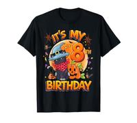 Kids It's My 8th Birthday Girl Cat Halloween 8 Years Old T-Shirt