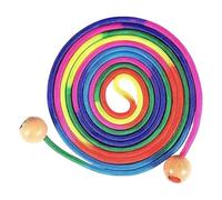 Kids Jump Rope - 16.4 Ft Rainbow Jumping Rope With Wooden Handle, Fun Multiplayer Team Game, Adjustable Skipping Toy Sports Playground School Activities