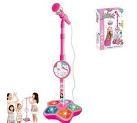 Kids Karaoke Microphone Toy - 2026 New Echo Mic with LED Lights & Adjustable Stand, Concert Gift for Little Singers (Pink)