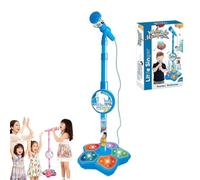 Kids Karaoke Microphone Toy - 2026 New Echo Mic with LED Lights & Adjustable Stand, Concert Gift for Little Singers (Blue)