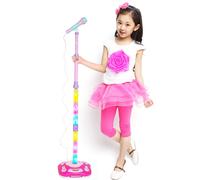 Kids Karaoke Stand Microphone Toys Adjustable Cool Music Toy Connect Mobile Phone Pink Rose