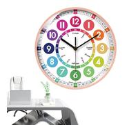 Kids Learning Clock - 10 Pouces Silencieux sans tic-, alimenté par Batterie analogique Temps Enseignant | Lecture Facile des Chiffres colorés Horloge Mains Mobiles, Temps de dire Outil pour s