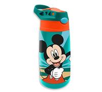 Kids Licensing KL85936 Gourde isotherme Mickey Mouse en acier inoxydable avec système push-pull et bouchon de fermeture, 450 ml, multicolore