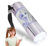 Kids Licensing SRV Hub - Lampe torche 9 LED en aluminium pour enfants avec personnages La Reine des neiges Elsa pour filles de 3 ans et plus - La Reine des neiges (violet clair)