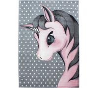 Kids Licorne tapis chambre d'enfant poils ras rectangle 200x290cm roses