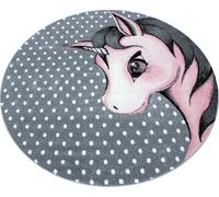 Kids Licorne tapis chambre d'enfant poils ras rond Ø 160cm roses