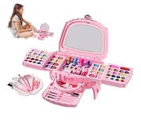 Kids Makeup Kit, Girls Cosmetic Set, Complete Washable Safe Makeup, Natural Skin-Friendly Design, Compact Ideal for Ages 3-12, Travel, Pretend Play, Stage, and Festival Activities