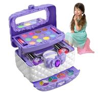 Kids Makeup Kit, Washable Pink Makeup Set, Portable Make Up Case, Princess Cosmetic Case, Safe and Gentle Skin 6,5 x 4,72 x 7,48 Pouces Idéal pour Les Jeunes Filles, Fashion Icon