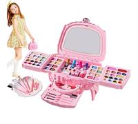 Kids Makeup Set, Natural Washable Cosmetics Kit, Safe Non Toxic Ingredient, Easy to Remove Formula, Pretend Play Beauty Case for Birthday Parties Festival Activities Ages 3-12