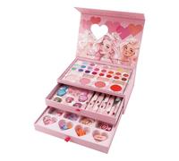 Kids Makeup Set, Washable Cosmetic Kit, Educational Beauty Playset, Princess Dress-Up Box, Creative Collection, Makeup Activity Set for Party School Drama, 9.84x3.35x6.89 inches