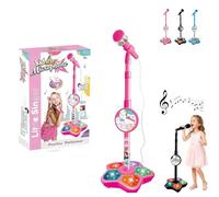 Kids Microphone with Stand, 2026 New Kids Karaoke Microphone Toy, with Speaker and LED, Portable Singing Machine with Echo, Christmas Birthday Gifts, for Daily Concert Fun (Pink)