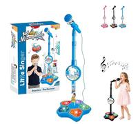 Kids Microphone with Stand, 2026 New Kids Karaoke Microphone Toy, with Speaker and LED, Portable Singing Machine with Echo, Christmas Birthday Gifts, for Daily Concert Fun (Blue)