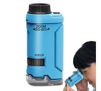 Kids Microscope, Pocket 60x 120x Viewer, 4.33x1.97x5.51 inches Versatile Compact Educational Tool, Science Exploration Toy for Students, Stem, Learning at Home and School, Blue