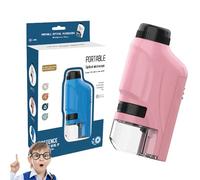 Kids Microscope with LED Light 60x-120x, Mini Pocket Handheld Microscope for Kids Educational Science Kits (Pink)