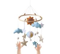 Kids Mobile for Crib - Wooden Handmade Natural Smooth Ornaments