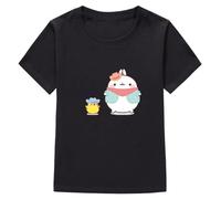 Kids Molang and Piupiu Graphic T Shirts Cute Rabbit Tops Girls Clothing Summer Baby Boys Clothes Children's T-Shirt 100% Cotton Black M