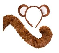Kids Monkey Costume Ears and Tail Monkey Ears Headband Tail Cosplay | Adult Accessories Kids Monkey Zoo Theme Parties, Jungle Dress-Up Parties, Classroom School Performance, Halloween, Christmas