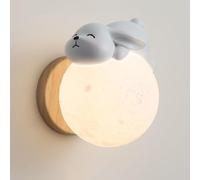 Kids Moon Night Light Mur Mur Light Cute Cartoon Moon Wall Lamp Fixture Decor Light for Boys Girls Girls Bedroom Playroom (Lapin)