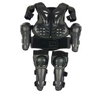 Kids Motorcycle Body Back Gilet Ensemble avec des tampons de Genoux et des Coudes, Un équipement de Protection du Motocross Pendant 5-13 Ans, Racing & Skateboard Safety Armor, Noir