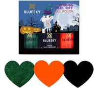 Kids Nail Varnish Set-Collection Halloween Black,Vert,Orange,Pelage Facile,À Base D'eau,Vernis À Ongles Sans Odour Pour Les Enfants,Coffret Cadeau,3 X 5 Ml Avec Autocollants