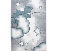 Kids Nuages tapis chambre d'enfant poils ras rectangle 200x290cm bleu
