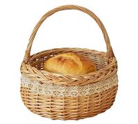 Kids Picnic Basket - Wicker Woven Harvest Carrier, Durable Handheld Fruit Vegetable Holder, Classic Country Style | Practical Gathering Carrying Accessory For Picking Eggs Flowers Bouquets Indoor Outd